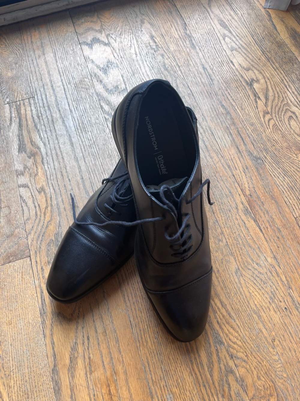 Nordstrom Black Leather Cap-Toe Oxford Dress Shoes